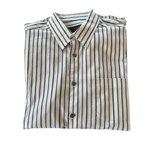 Kenneth Roberts Platinum Men's XL Striped Button-Down Shirt 100% Cotton RN59016